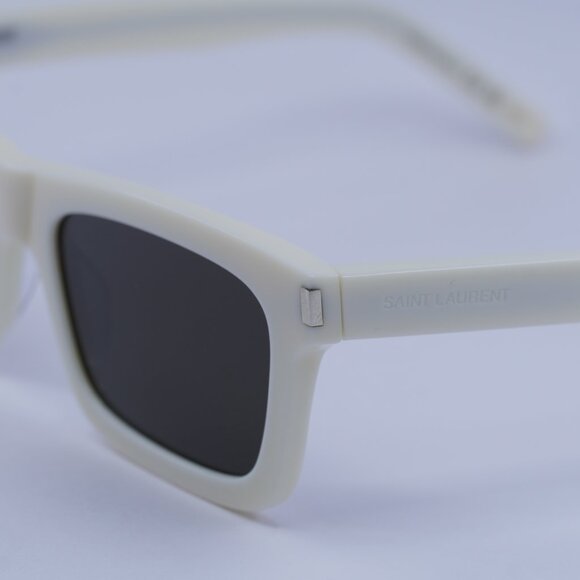Saint Laurent SL461 BETTY 020 Sunglasses Ivory Rectangle Frame, Grey Lenses - Picture 13 of 13